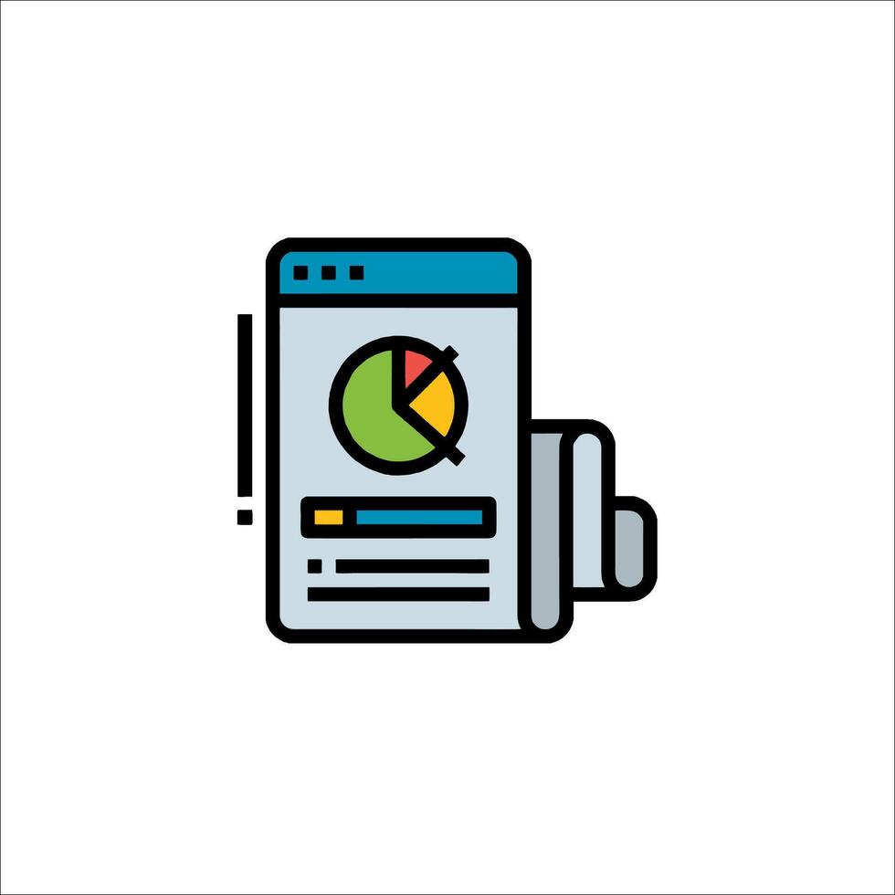 A phone with a pie chart icon vector