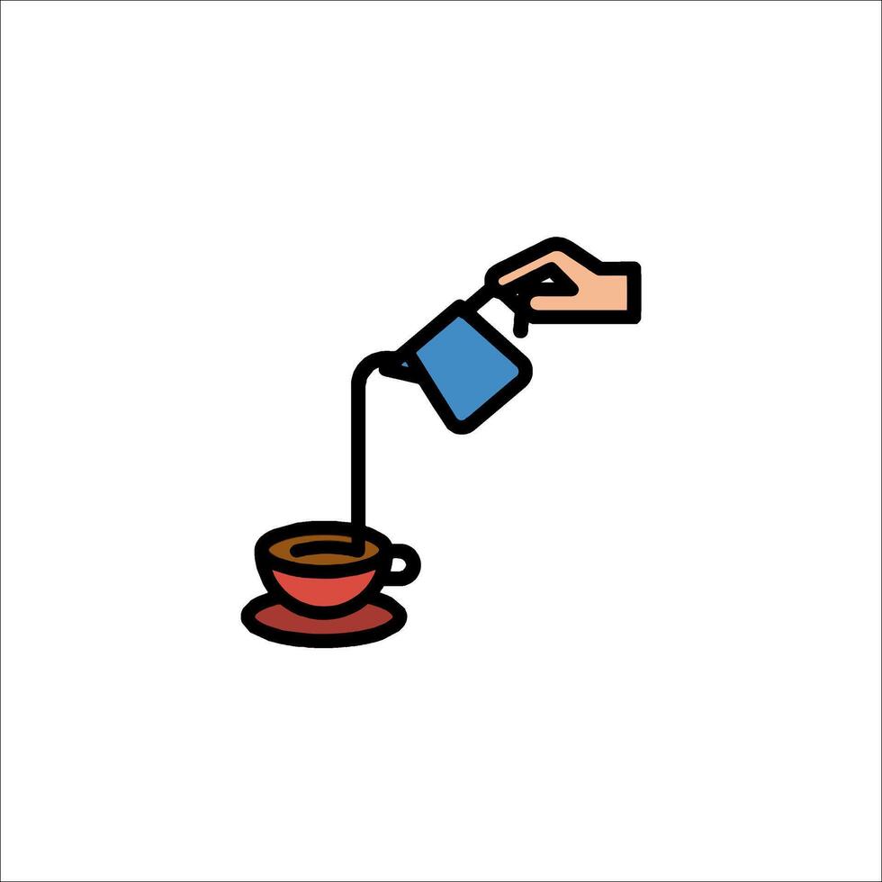 A hand pouring coffee into a cup vector
