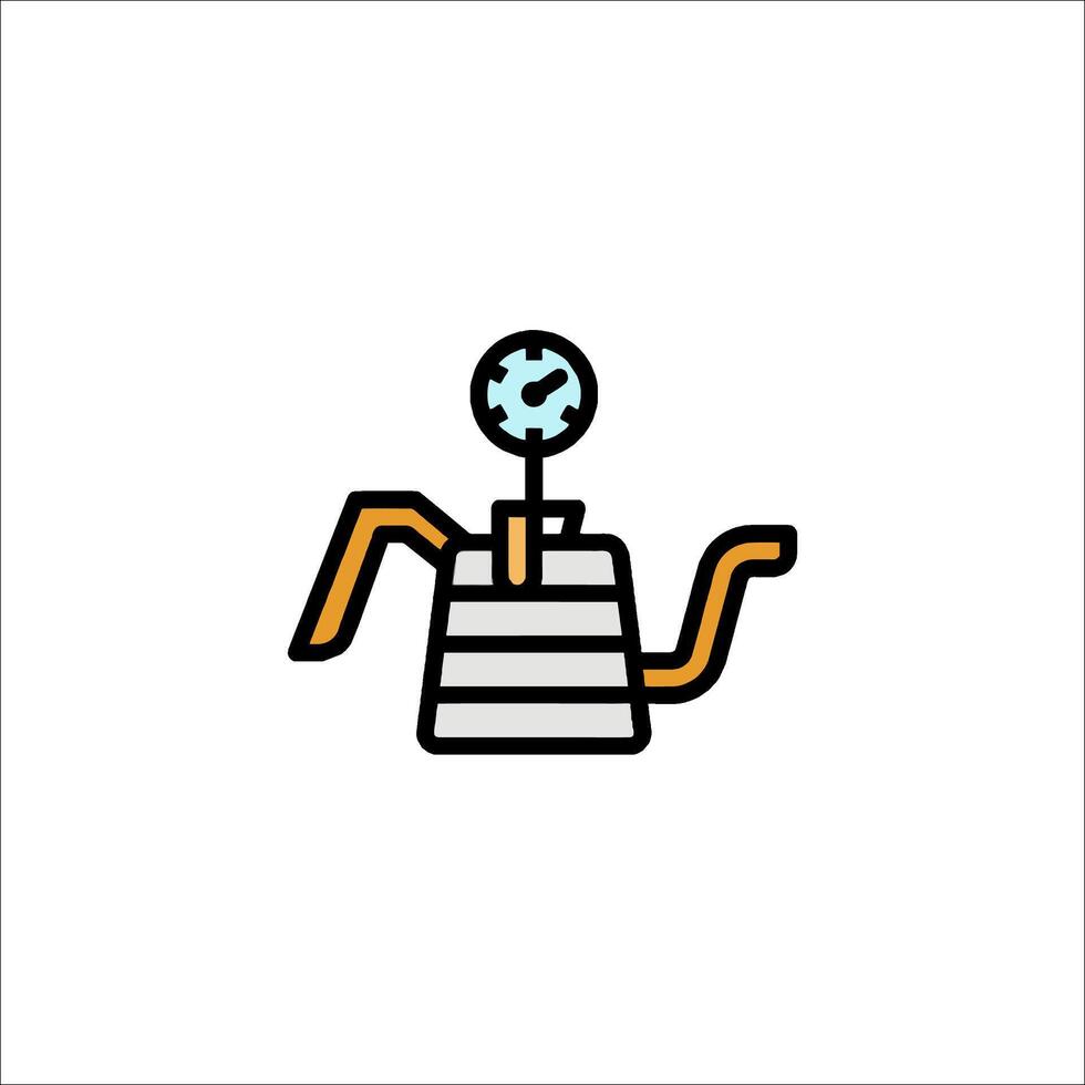 A coffee pot with a clock on top vector