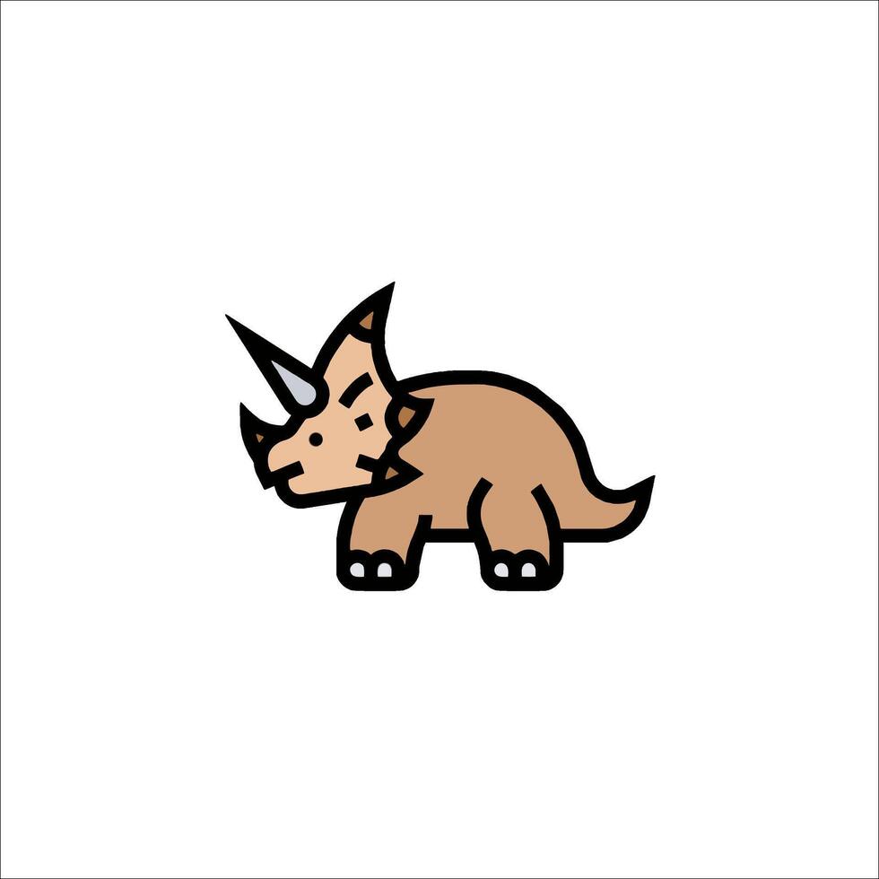 A cartoon dinosaur with horns on its head vector