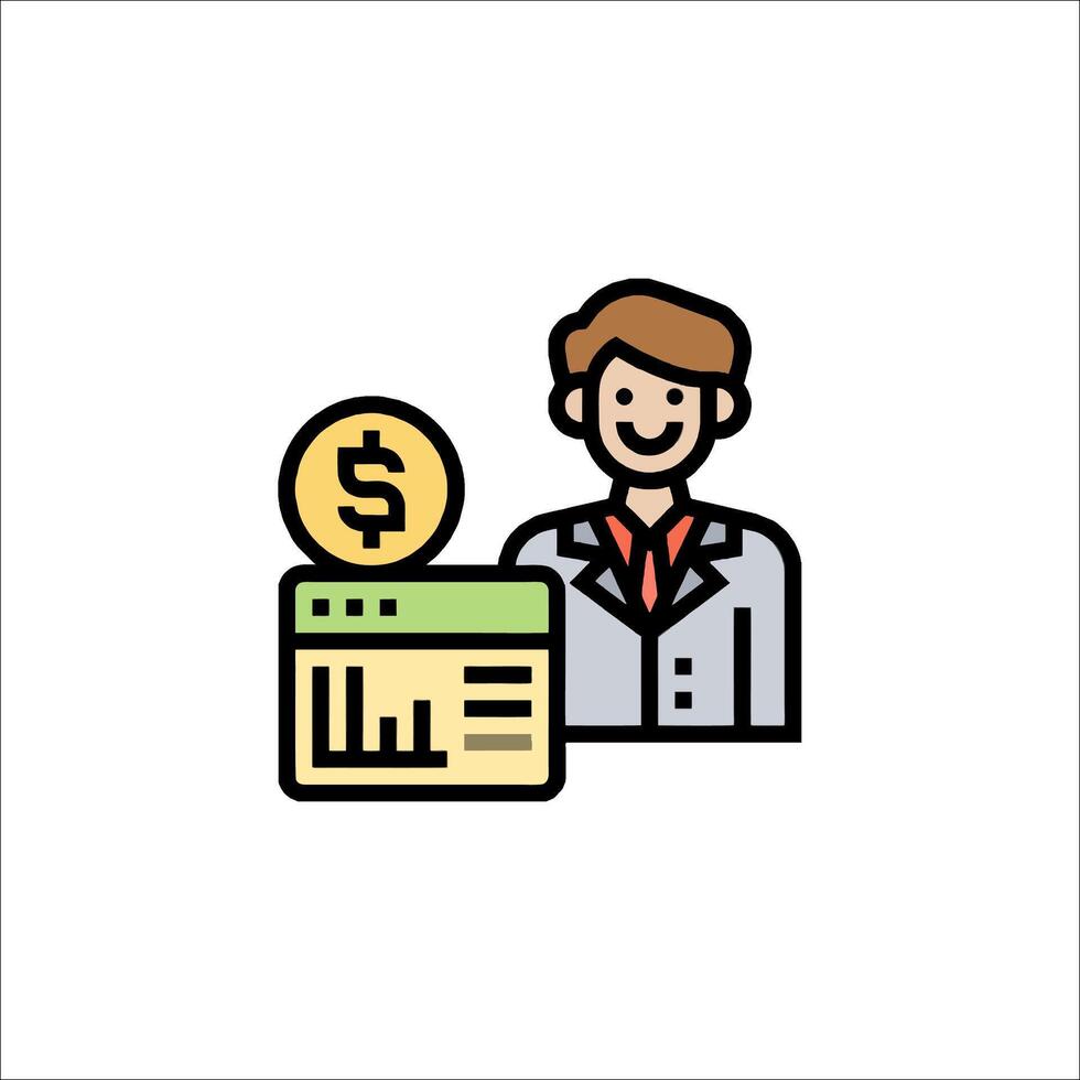 A man with a dollar sign and a box of money vector