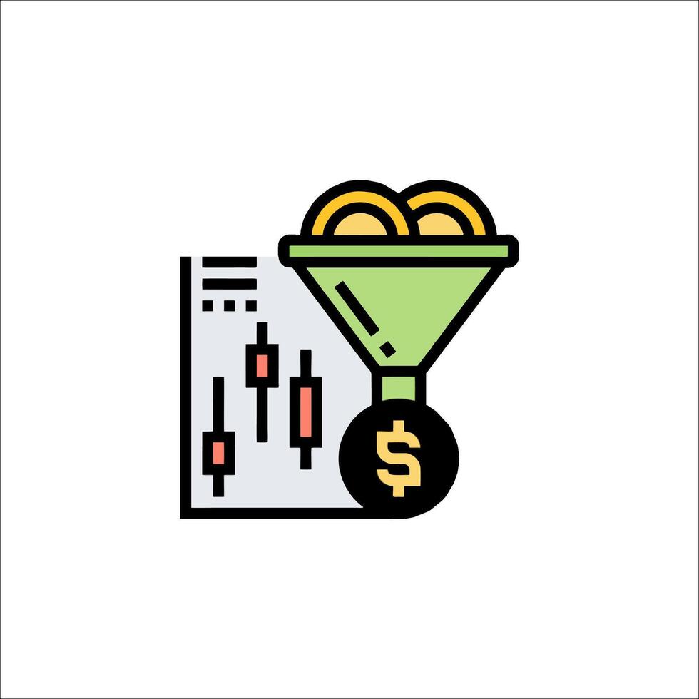 A funnel with coins and dollar signs vector