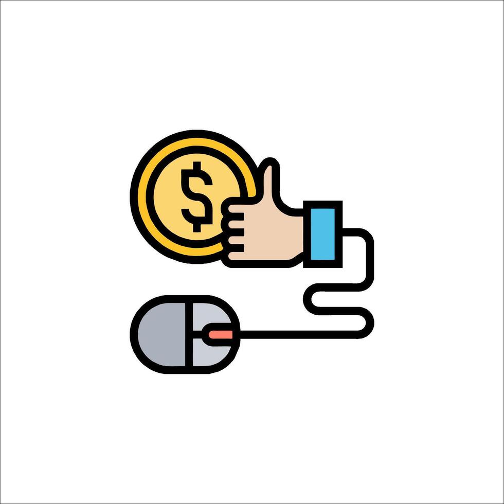A hand holding a mouse and a dollar sign vector