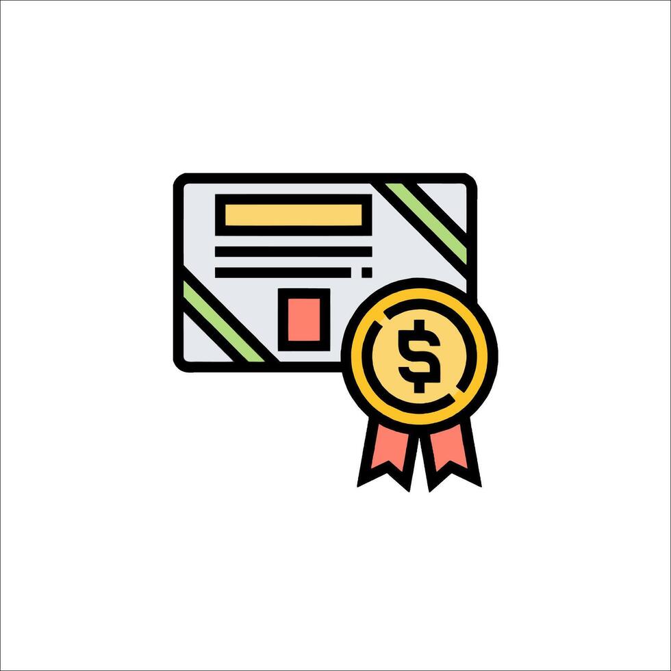 A certificate with a dollar sign on it vector