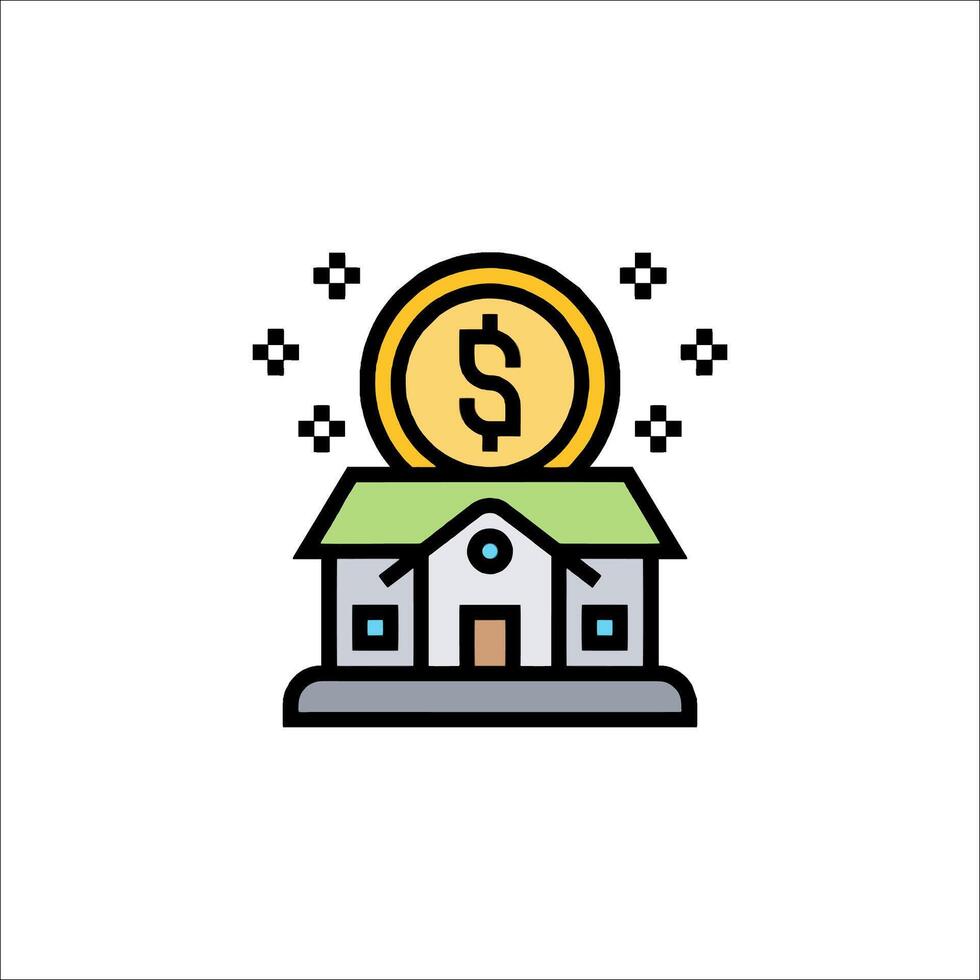 A house with a dollar coin on top of it vector