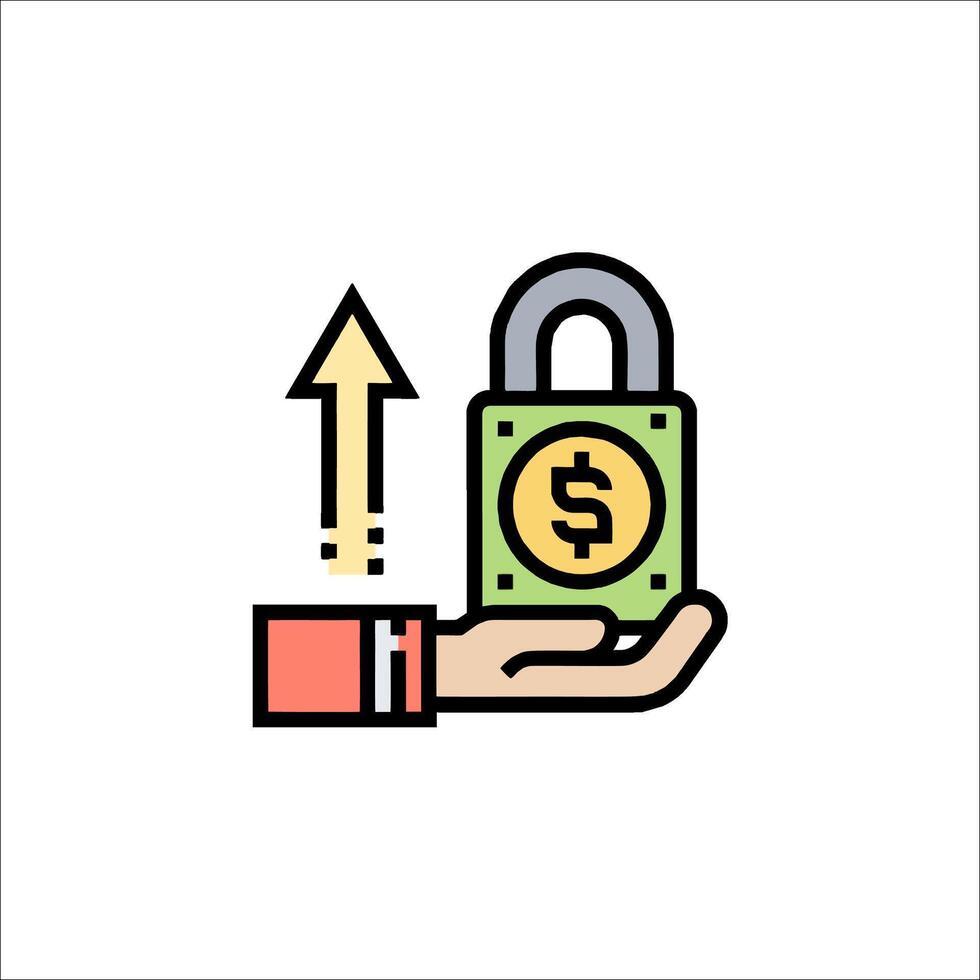 A hand holding a padlock with a dollar sign on it vector