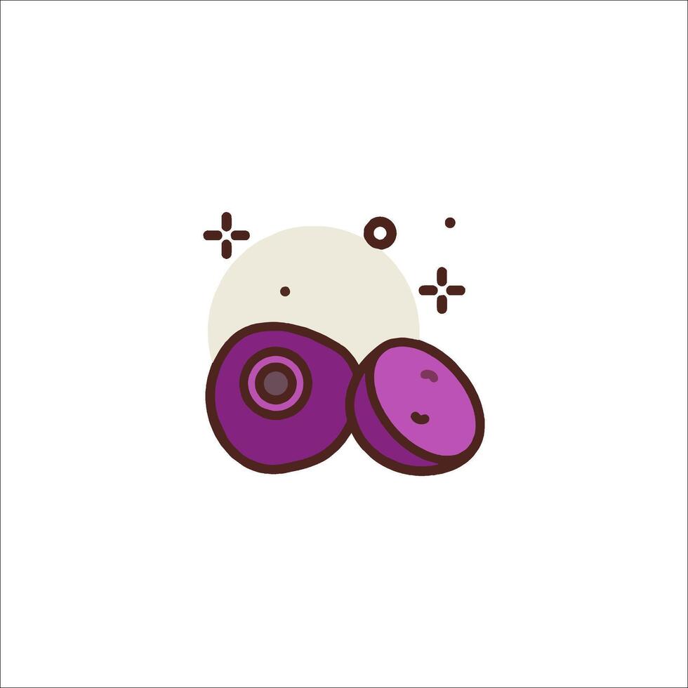 A purple and white logo with two grapes vector