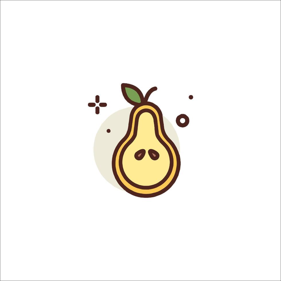 A pear icon with a green leaf on it vector