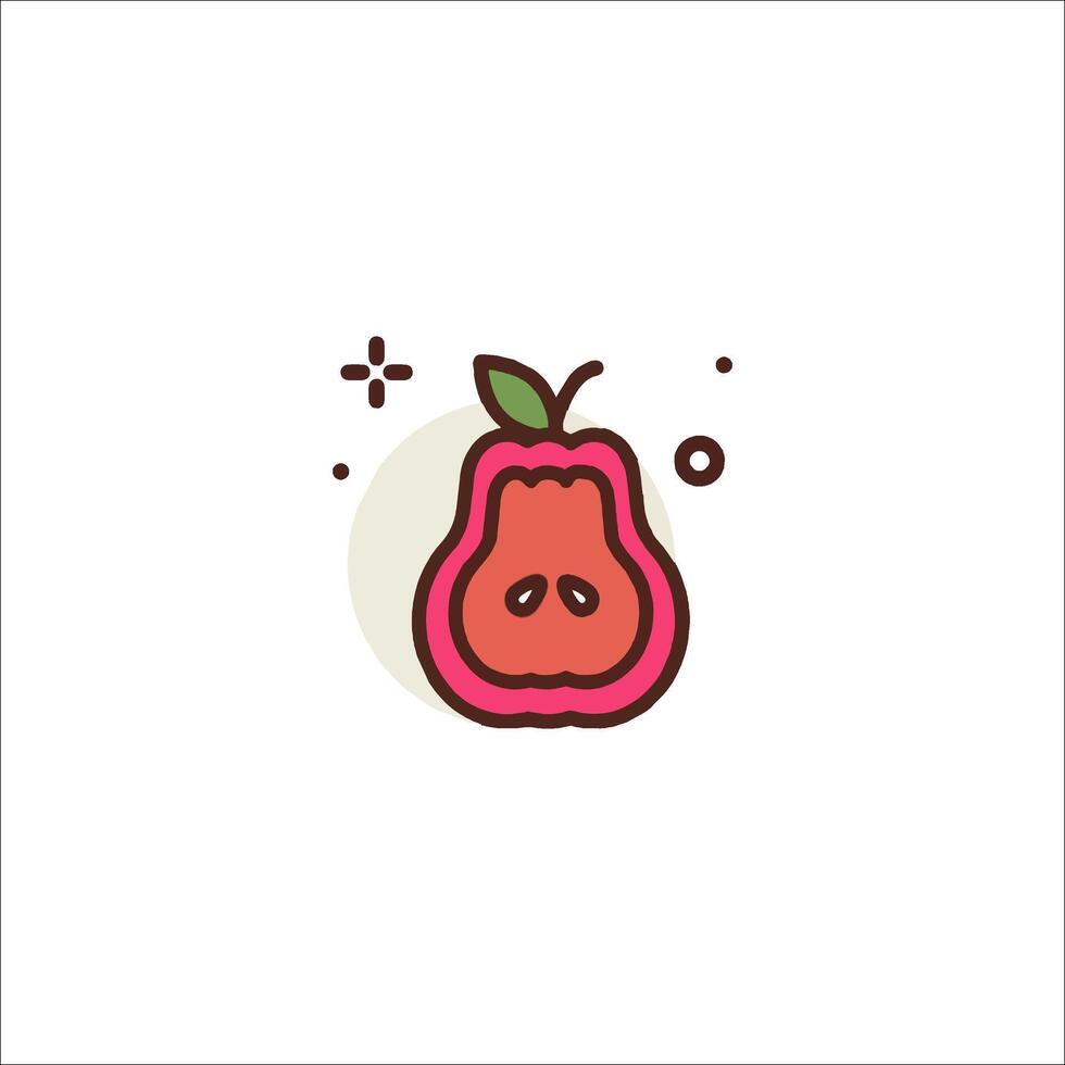 A fruit icon with a red and pink background vector