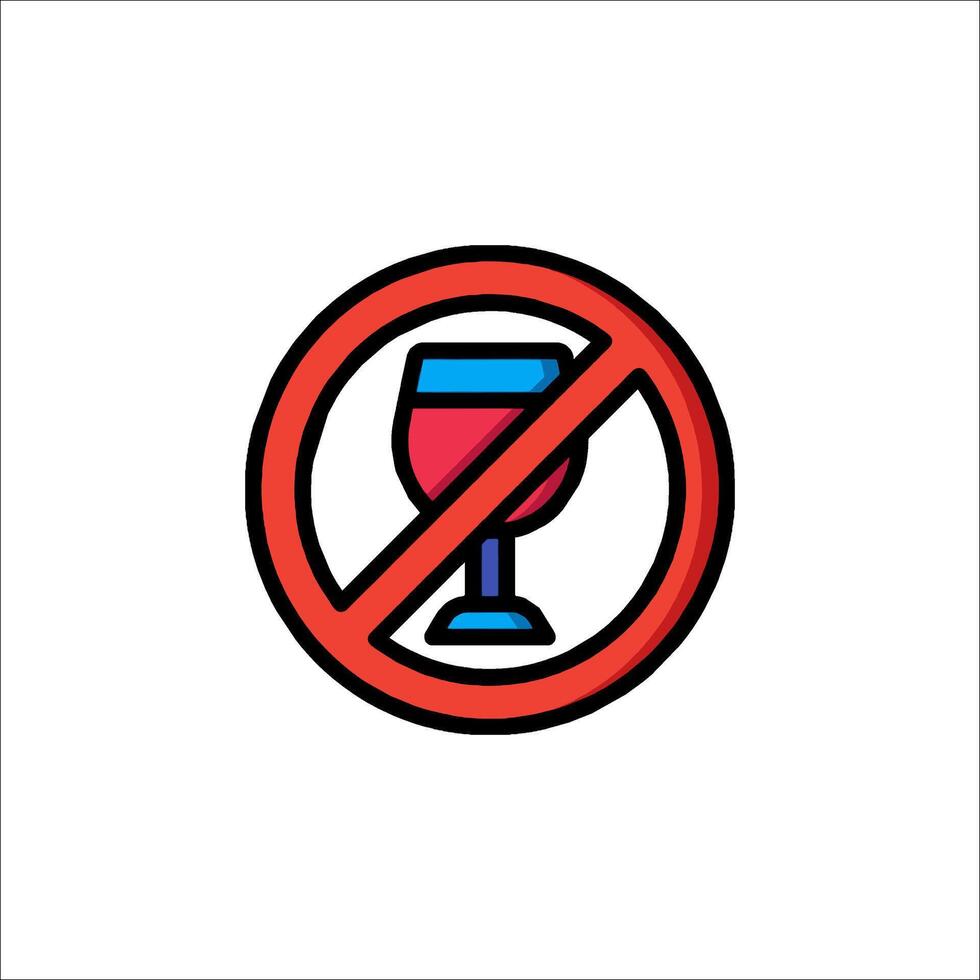 No alcohol sign icon isolated on white background vector