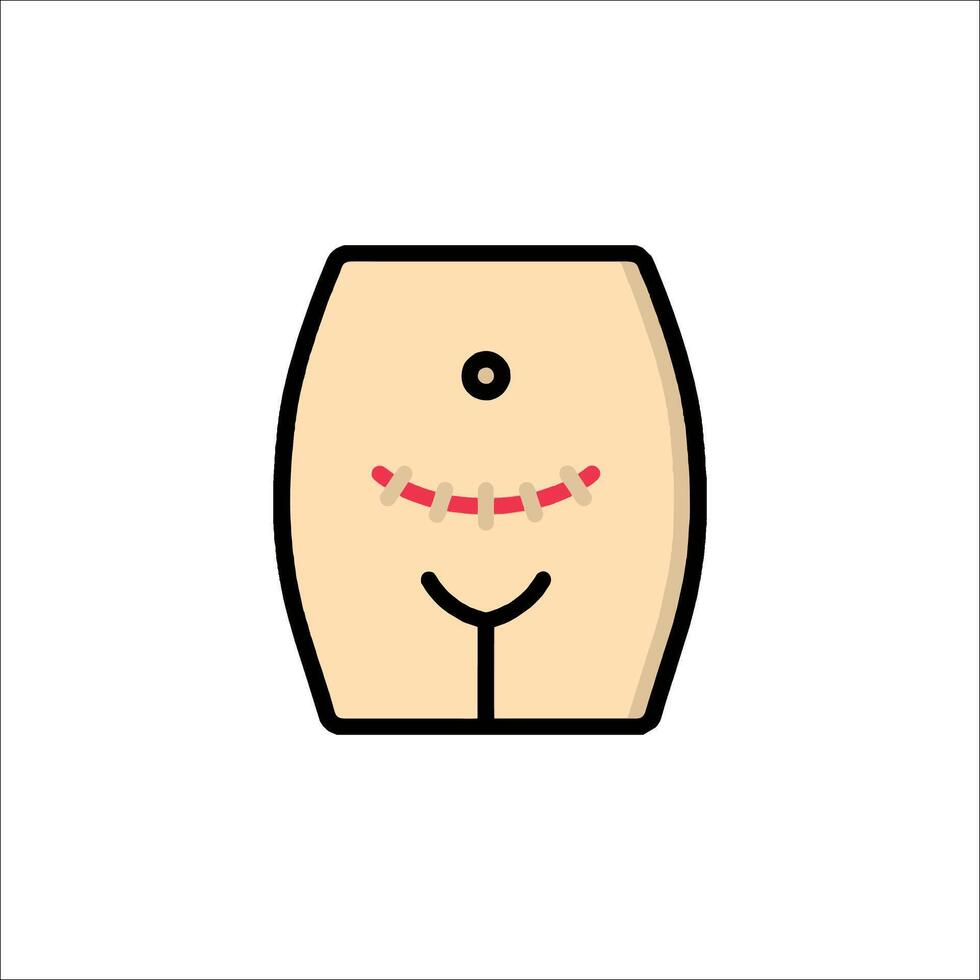 An illustration of a man's butt with a red line vector