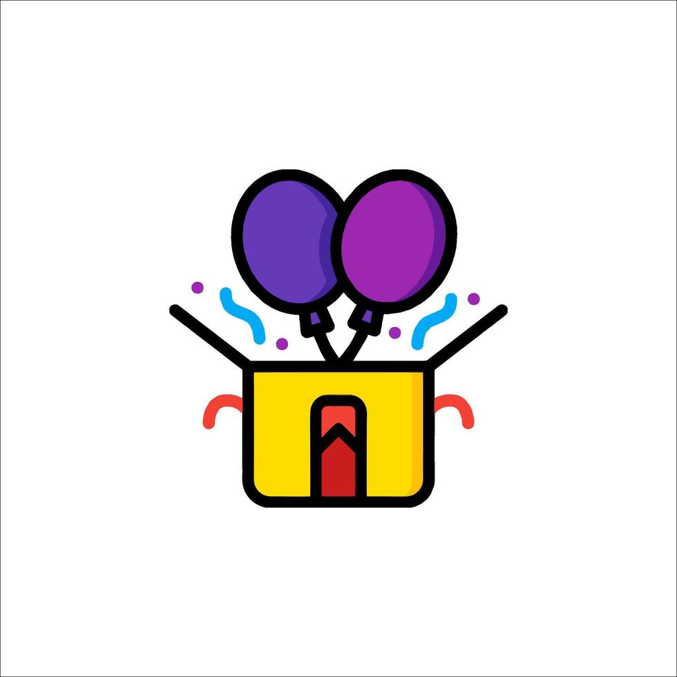 A colorful box with balloons inside vector