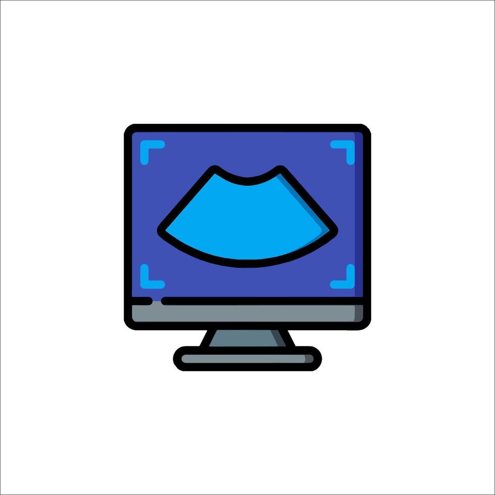 A computer monitor with a blue hat on it vector