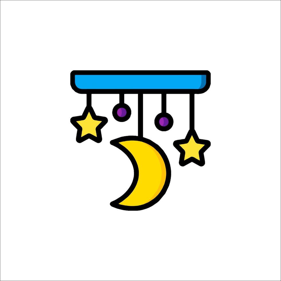 A crescent and stars hanging from a hook vector