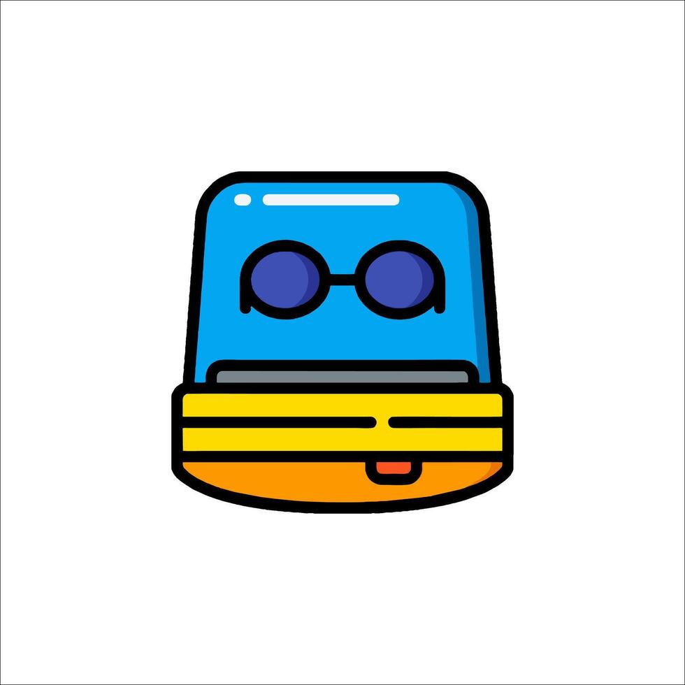 A cartoon character with glasses on its head vector