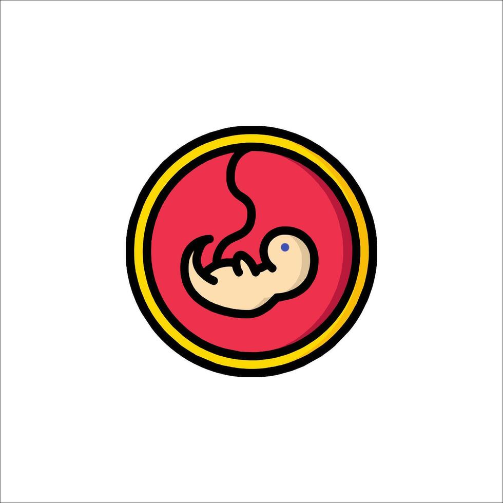 A baby in a red circle with a yellow border vector