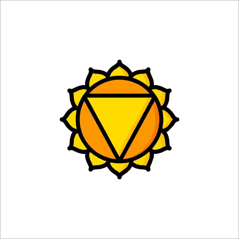 The chakra symbol is shown in a flat design vector