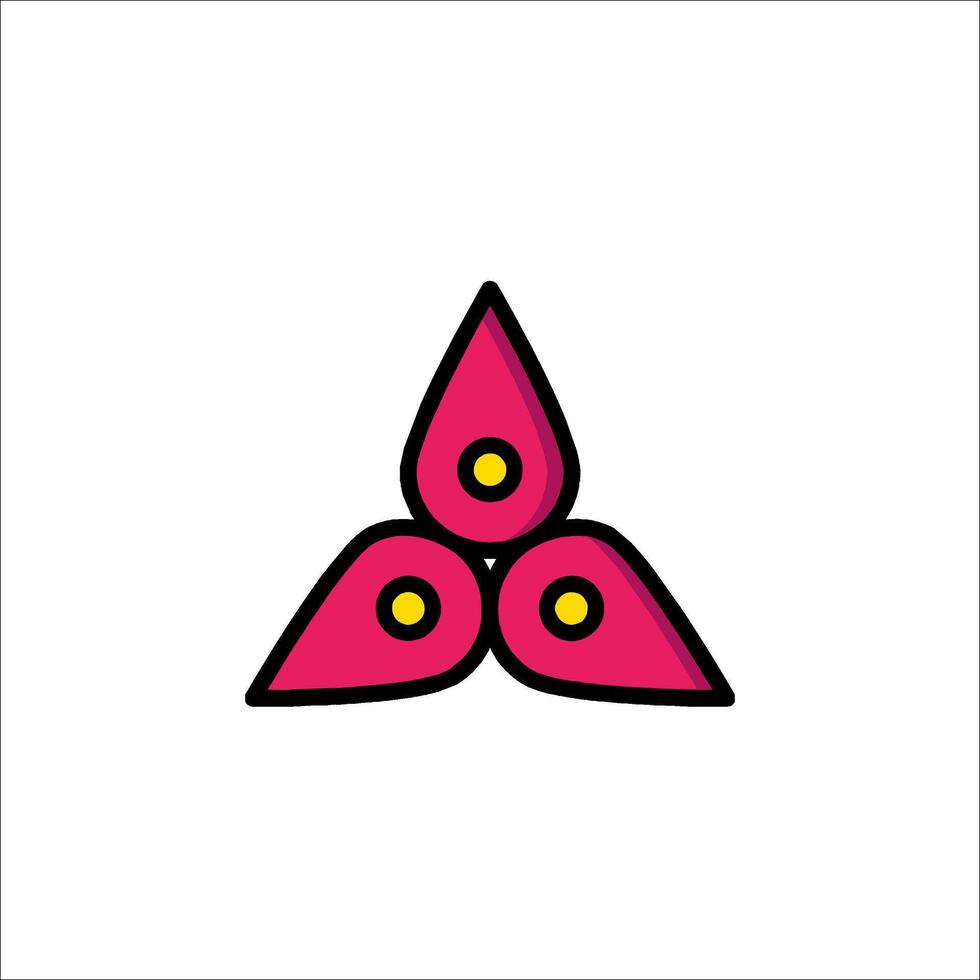 A pink triangle with three dots on it vector