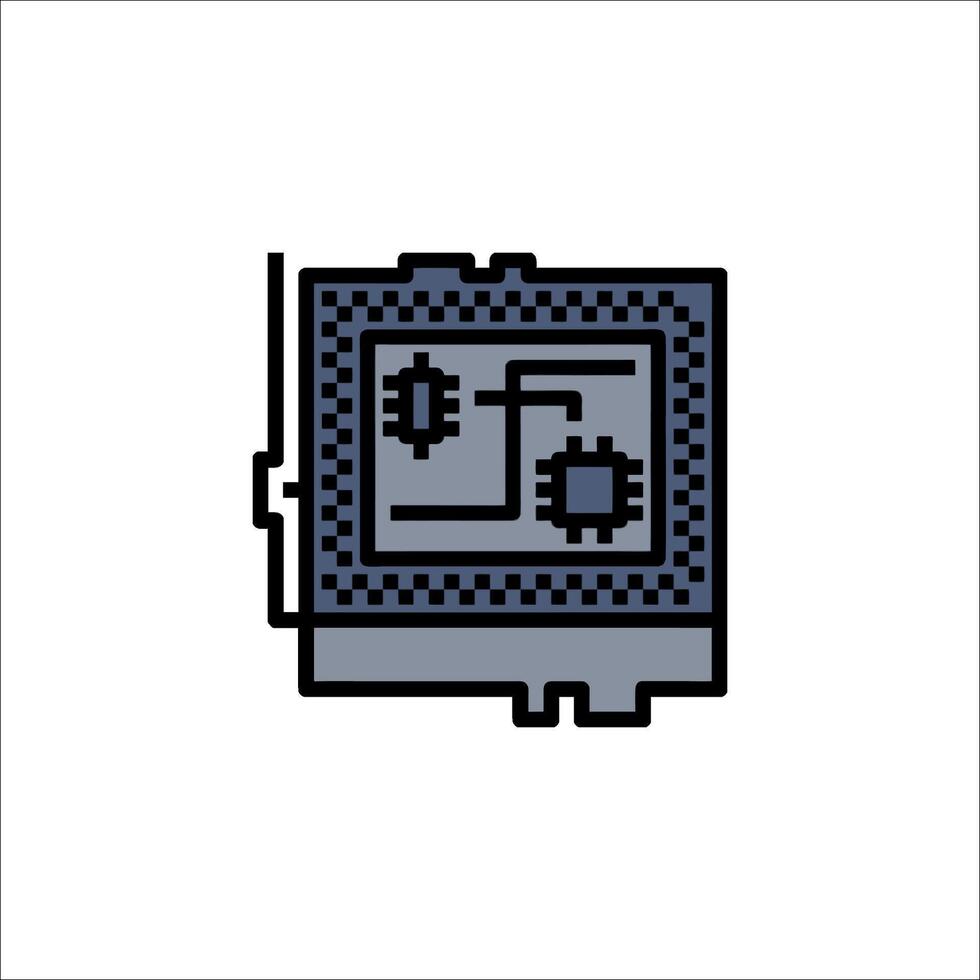 A computer chip icon on a white background vector