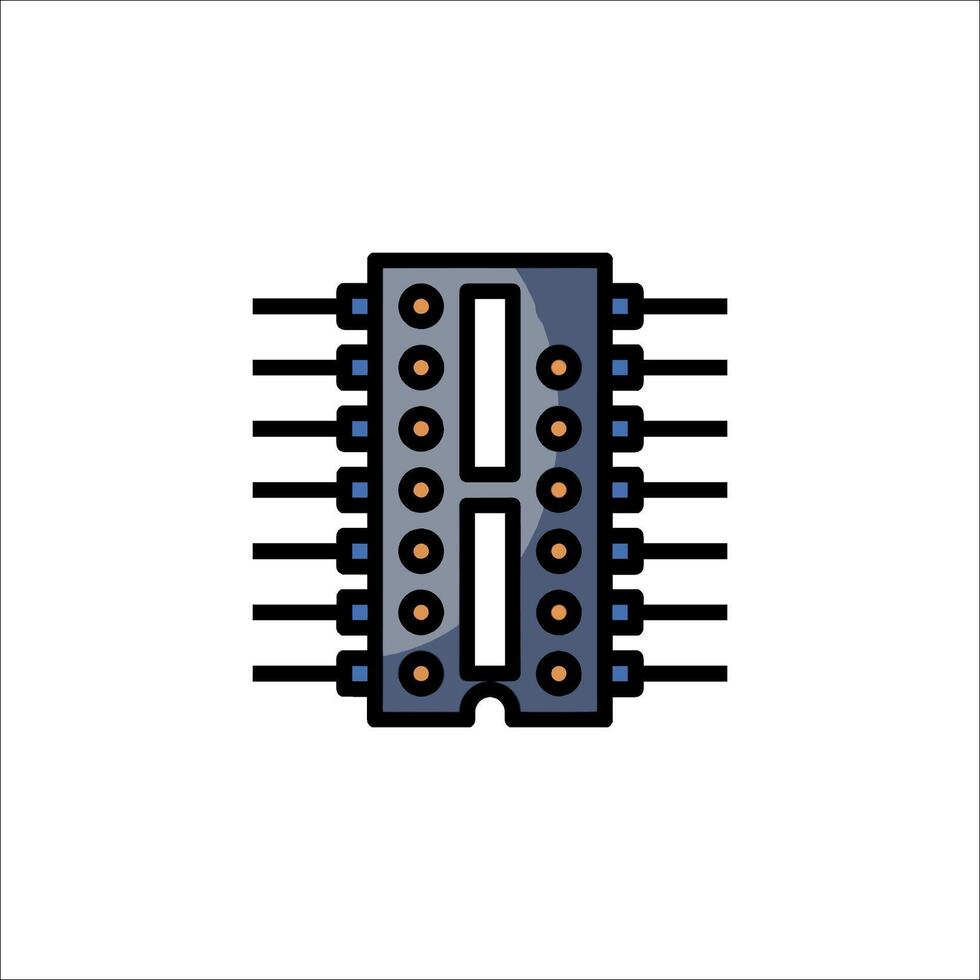 A circuit board with a number of components vector