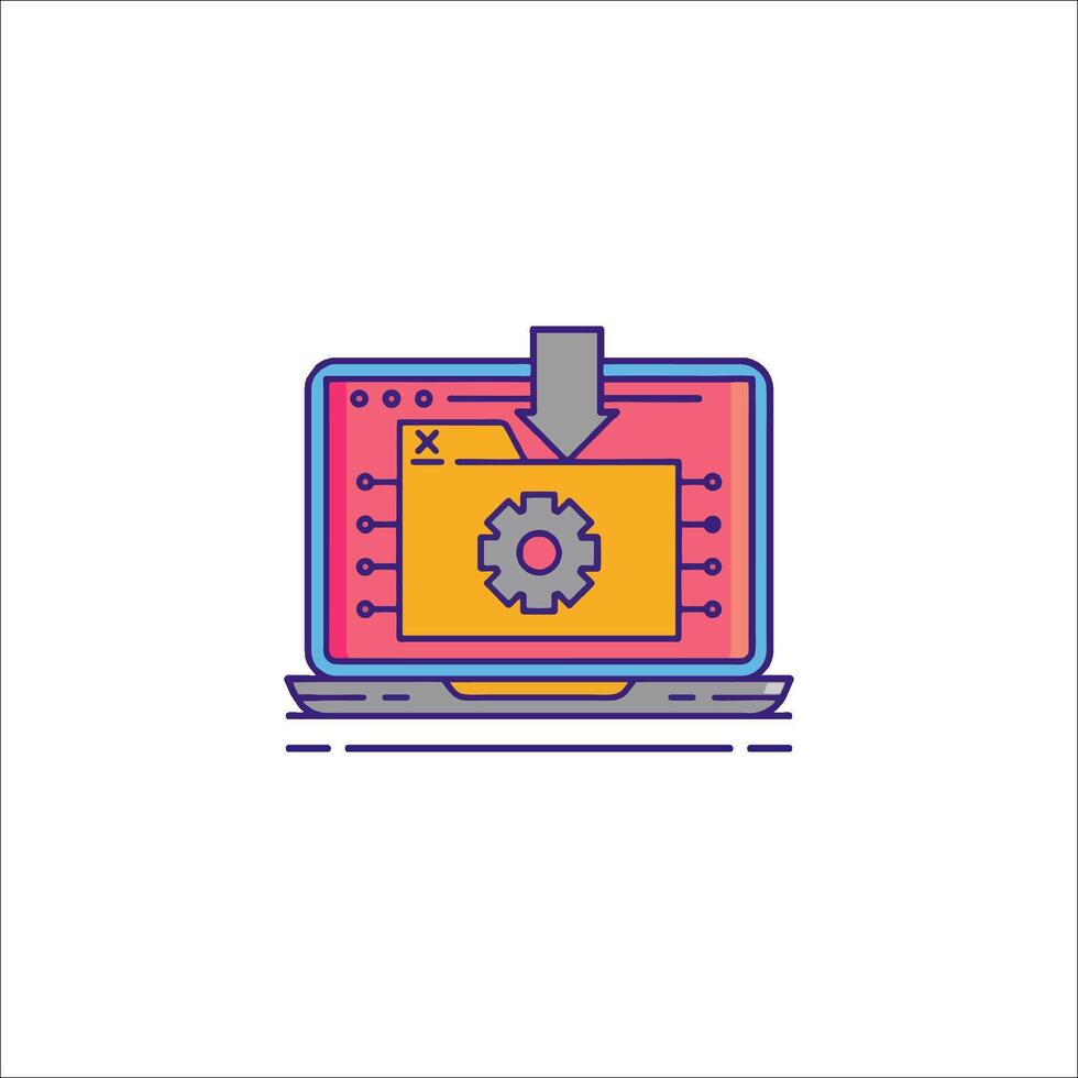 A laptop with a gear on it vector