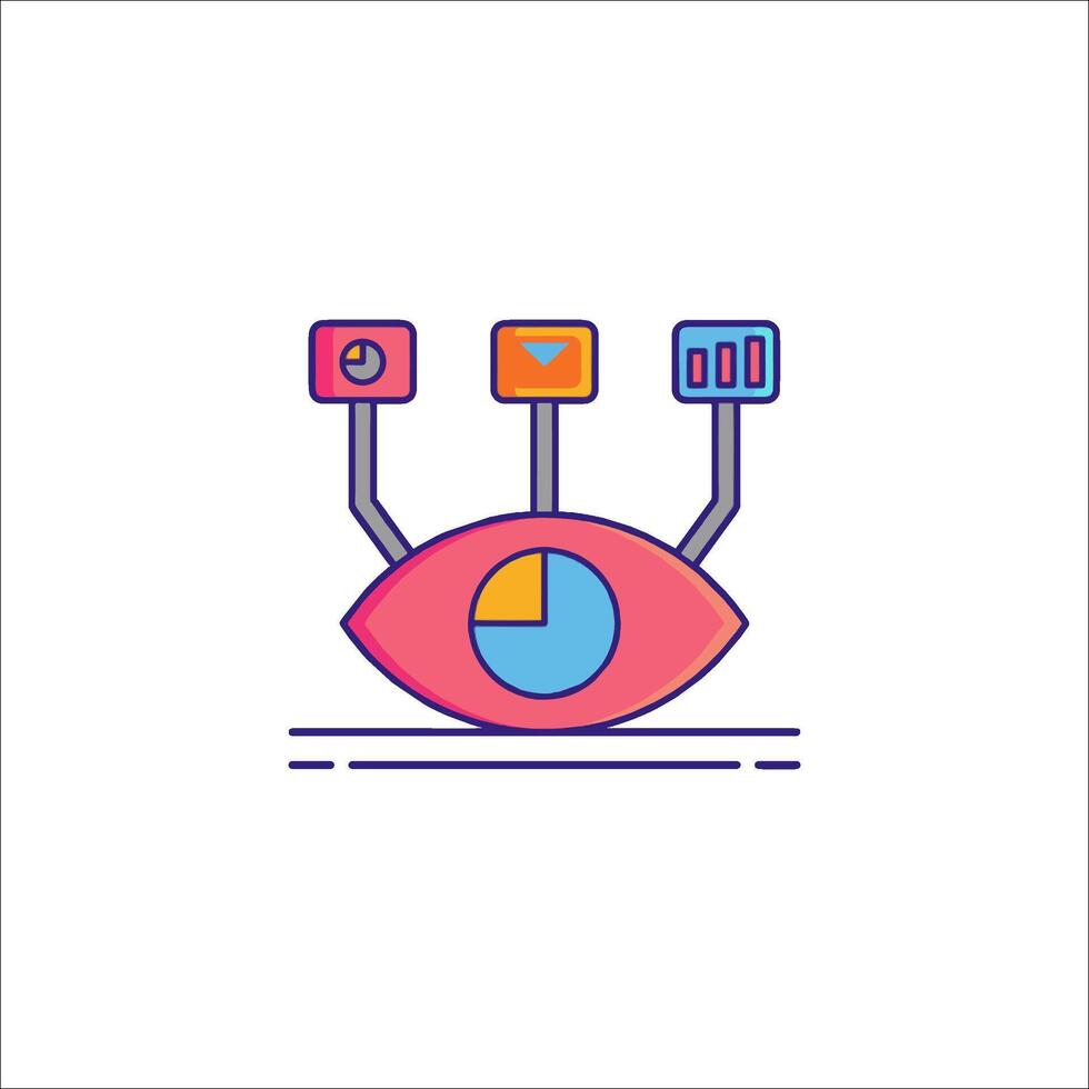 An eye with a computer and a phone icon vector