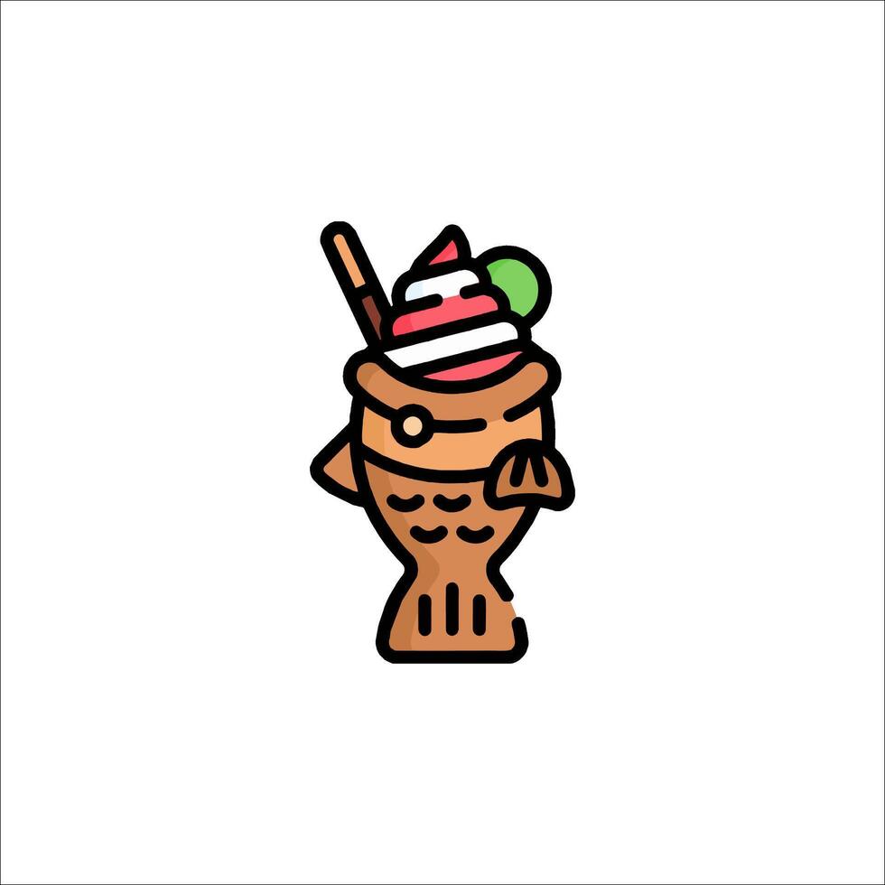 A cartoon ice cream sundae with a straw vector