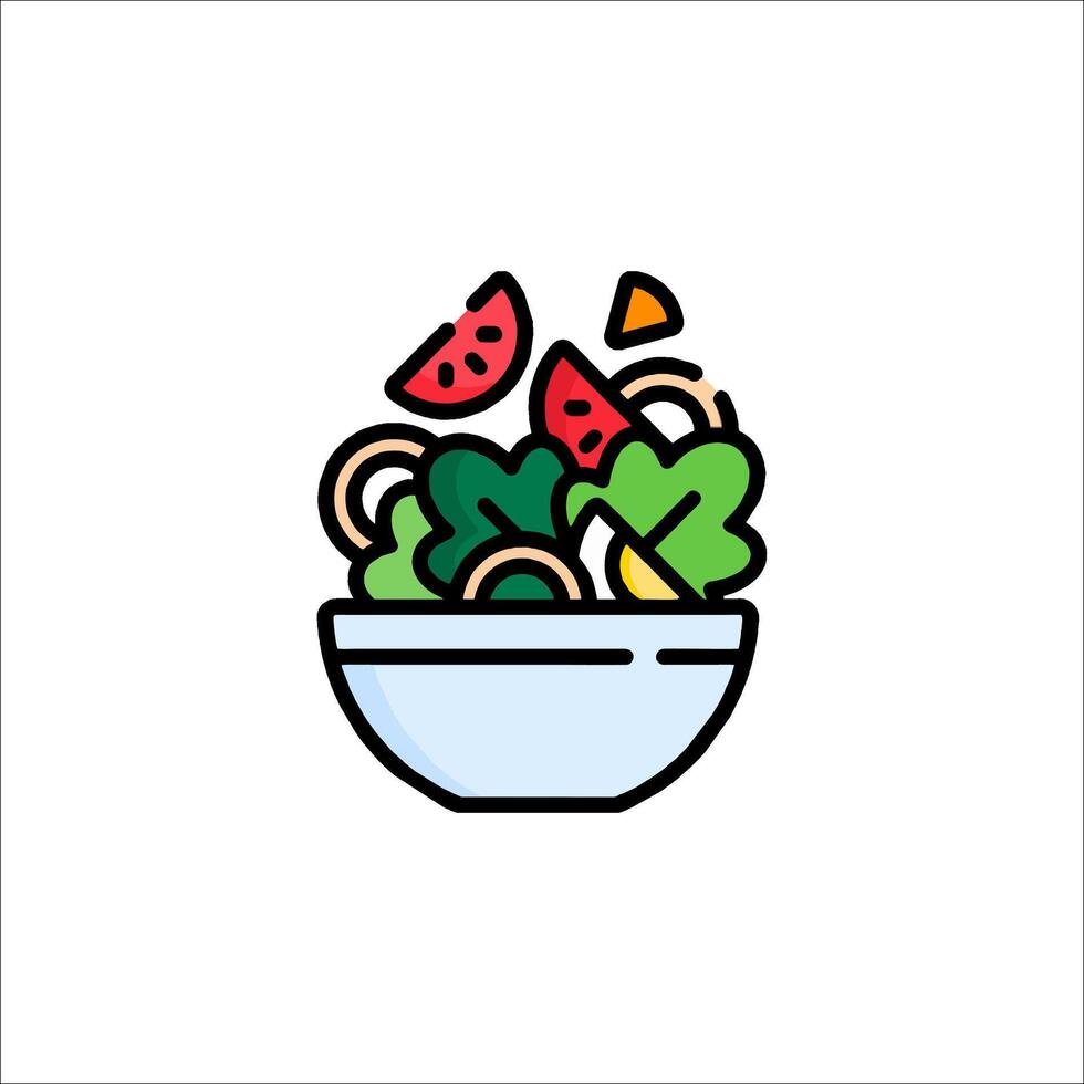 A bowl of salad with watermelon and other vegetables vector