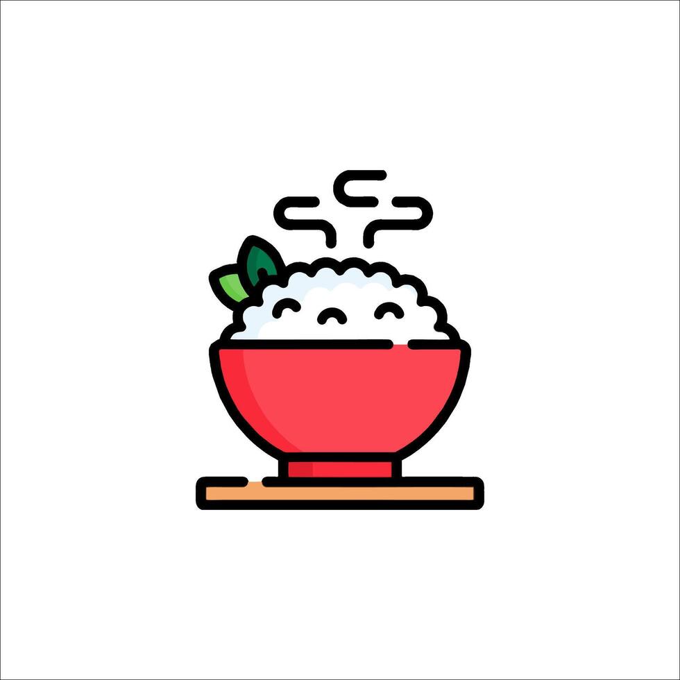 Rice bowl icon illustration vector