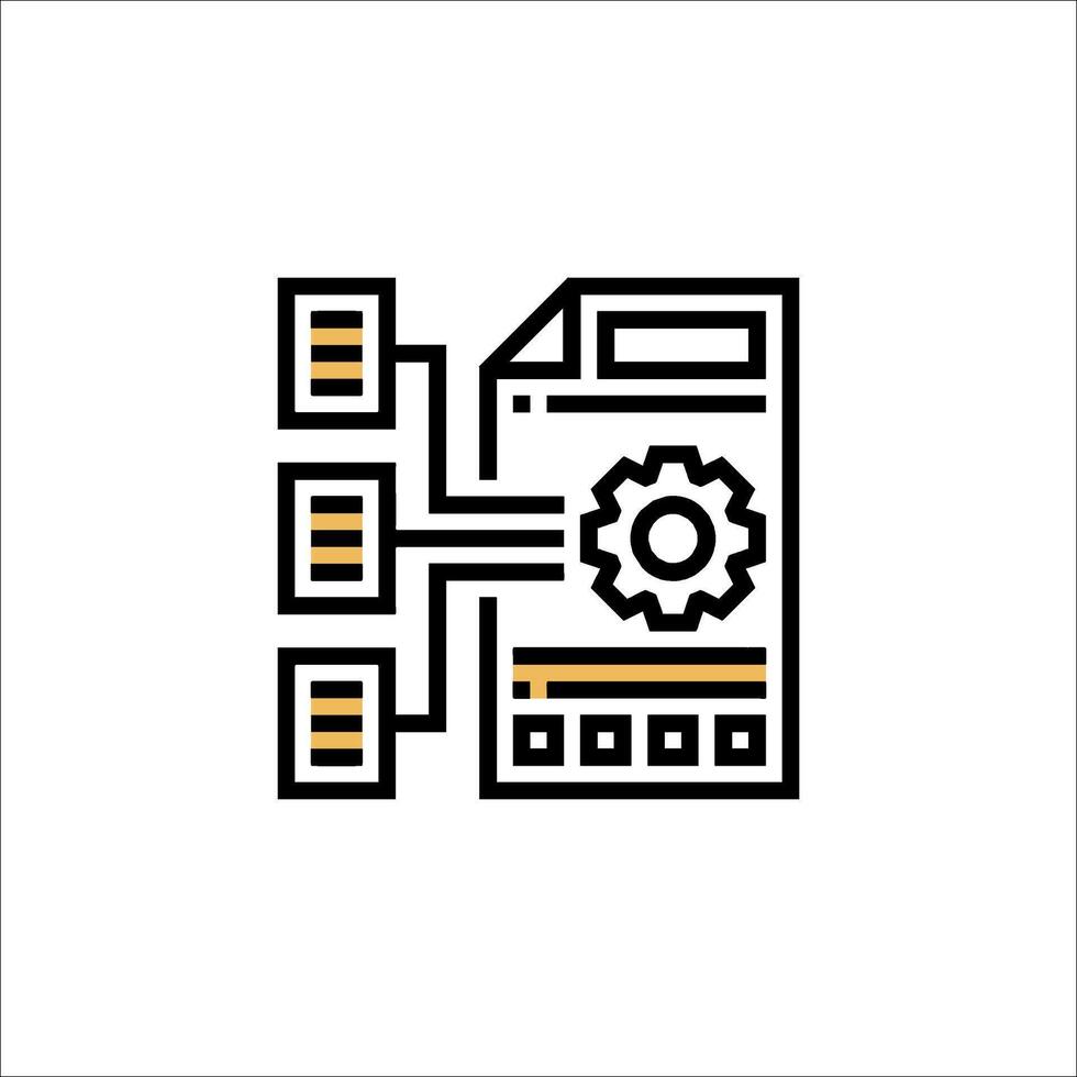 A computer with gears and a clock icon vector