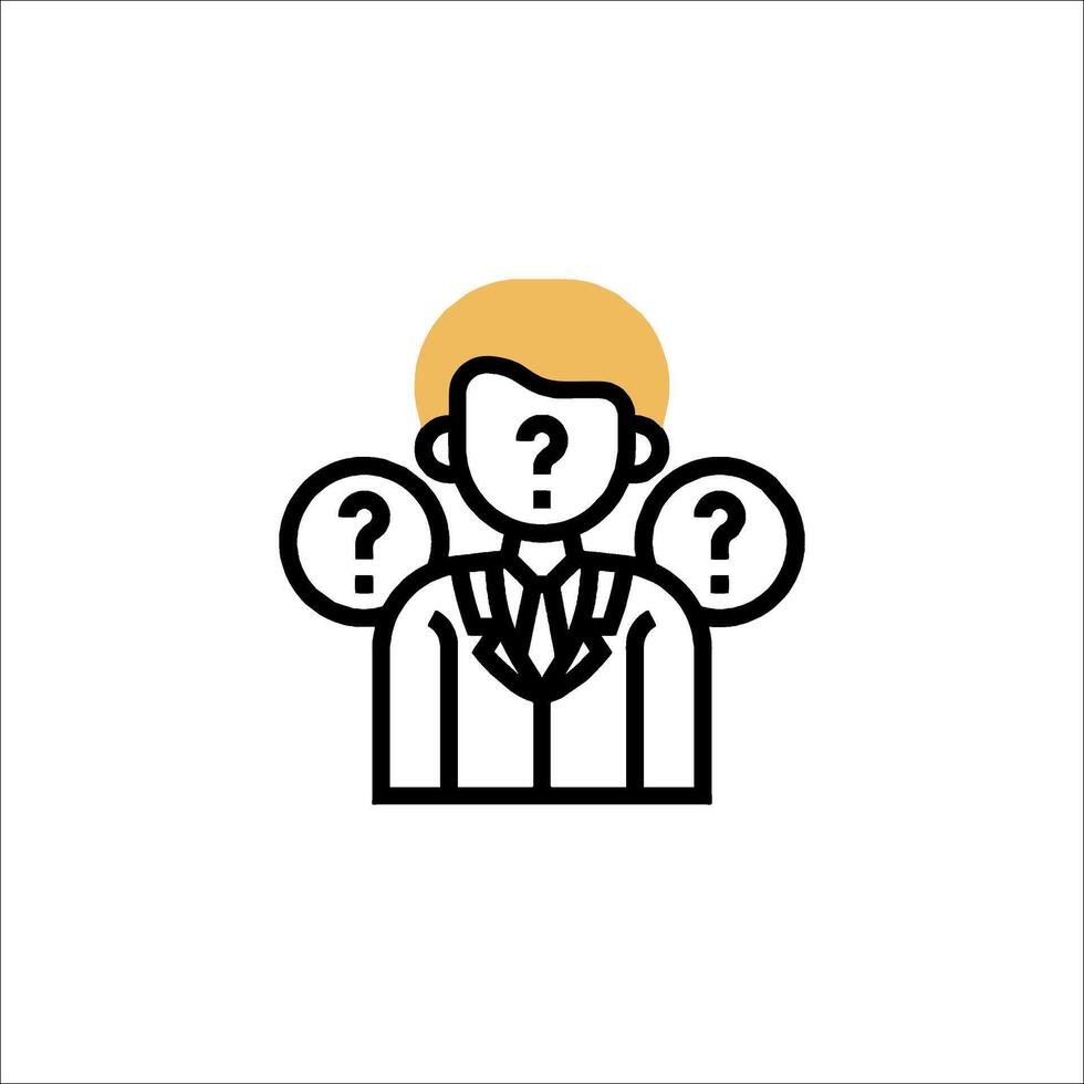 A man with question marks on his head vector
