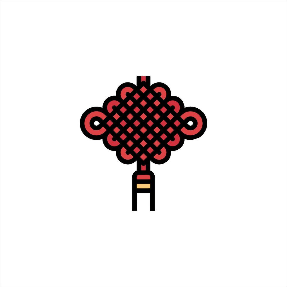 A chinese knot logo with a red and black design vector