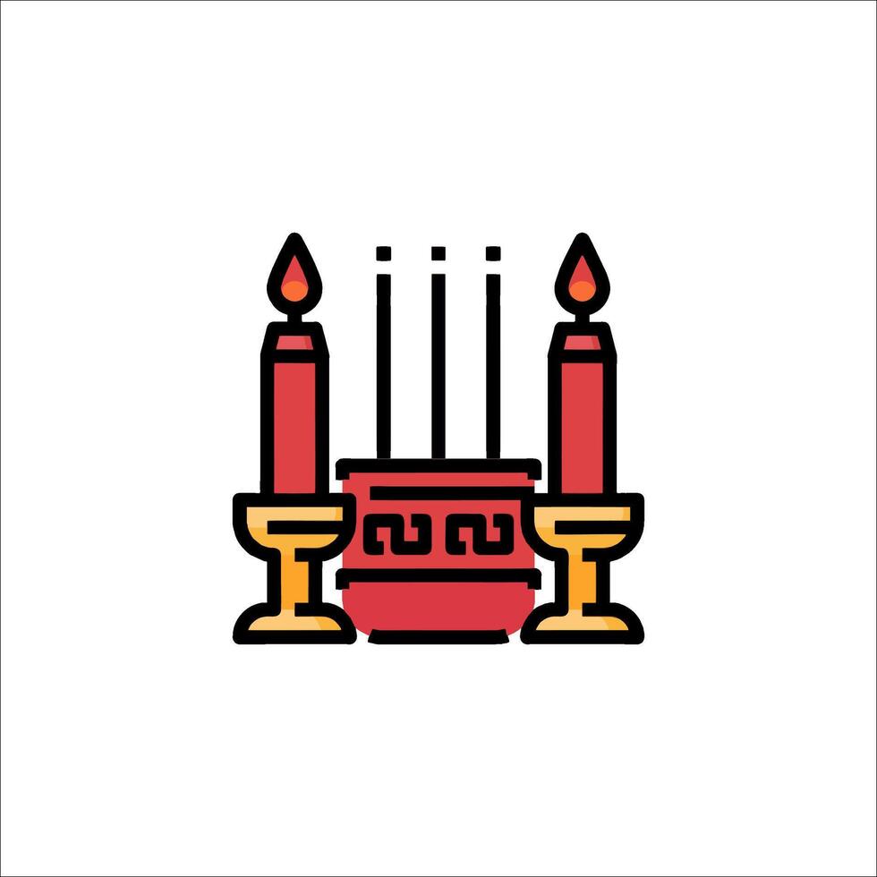 Candle icon in line style on white background vector
