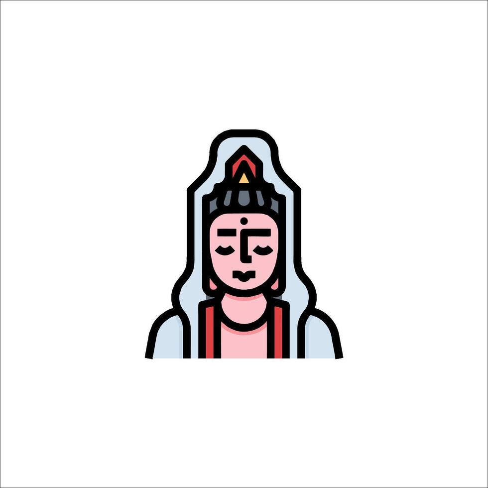 A buddha icon with a red head and a white background vector