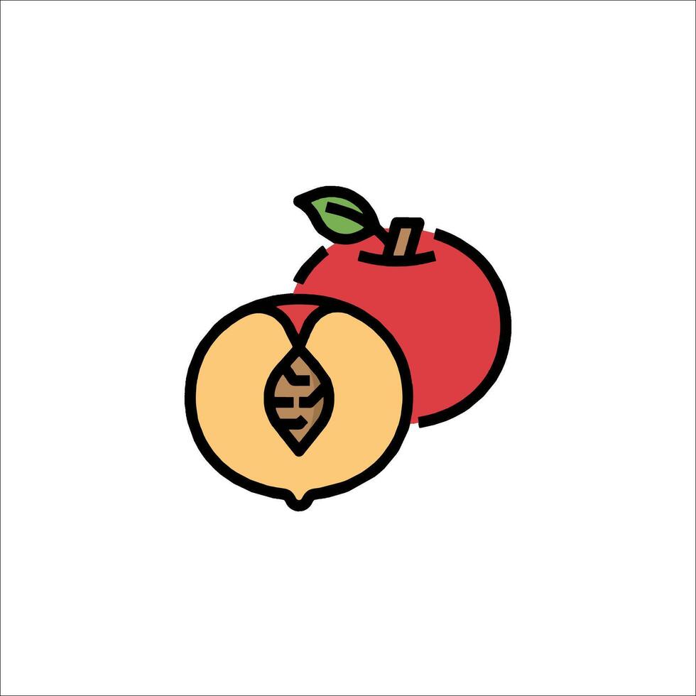 A peach and an apple icon on a white background vector