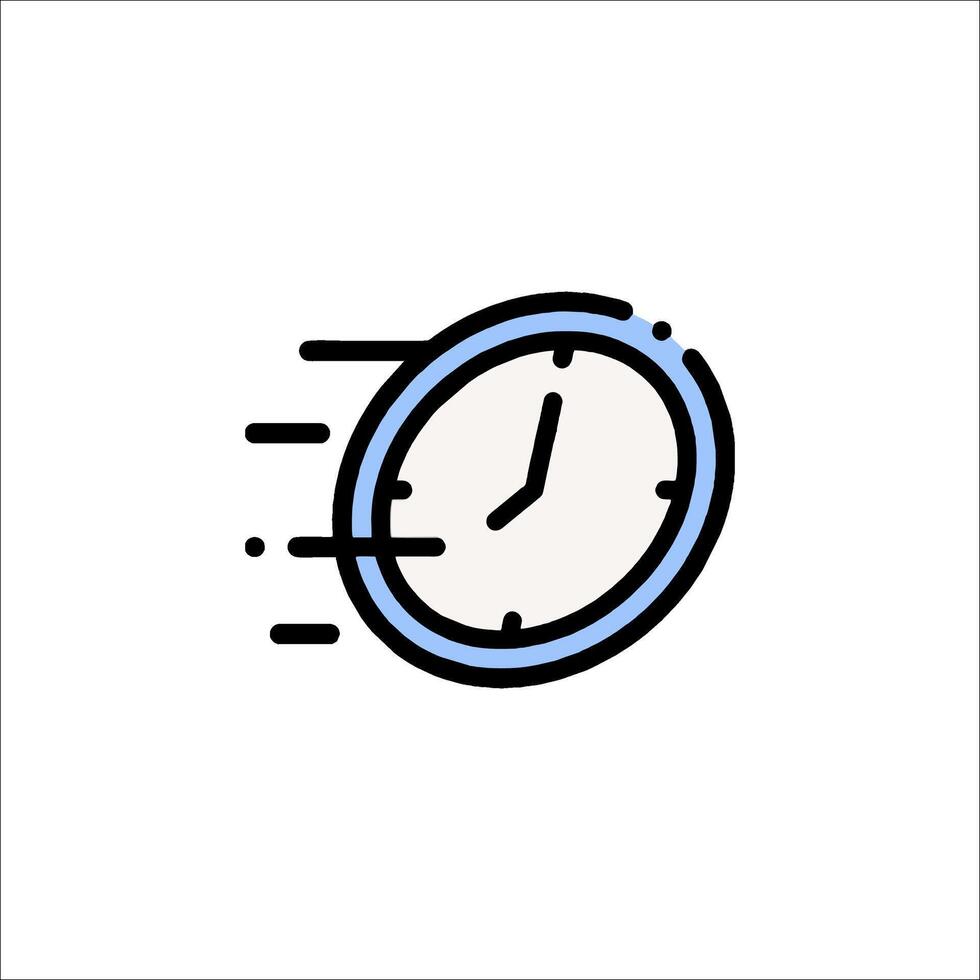 A clock icon with a blue line vector