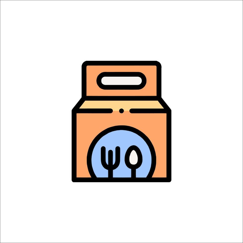 A box with a fork and spoon inside vector