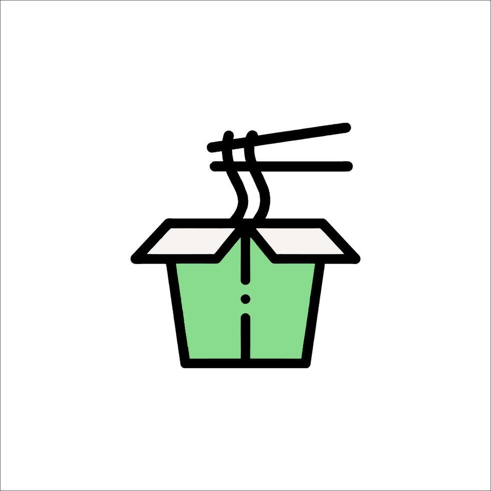 A green and black box with chopsticks in it vector