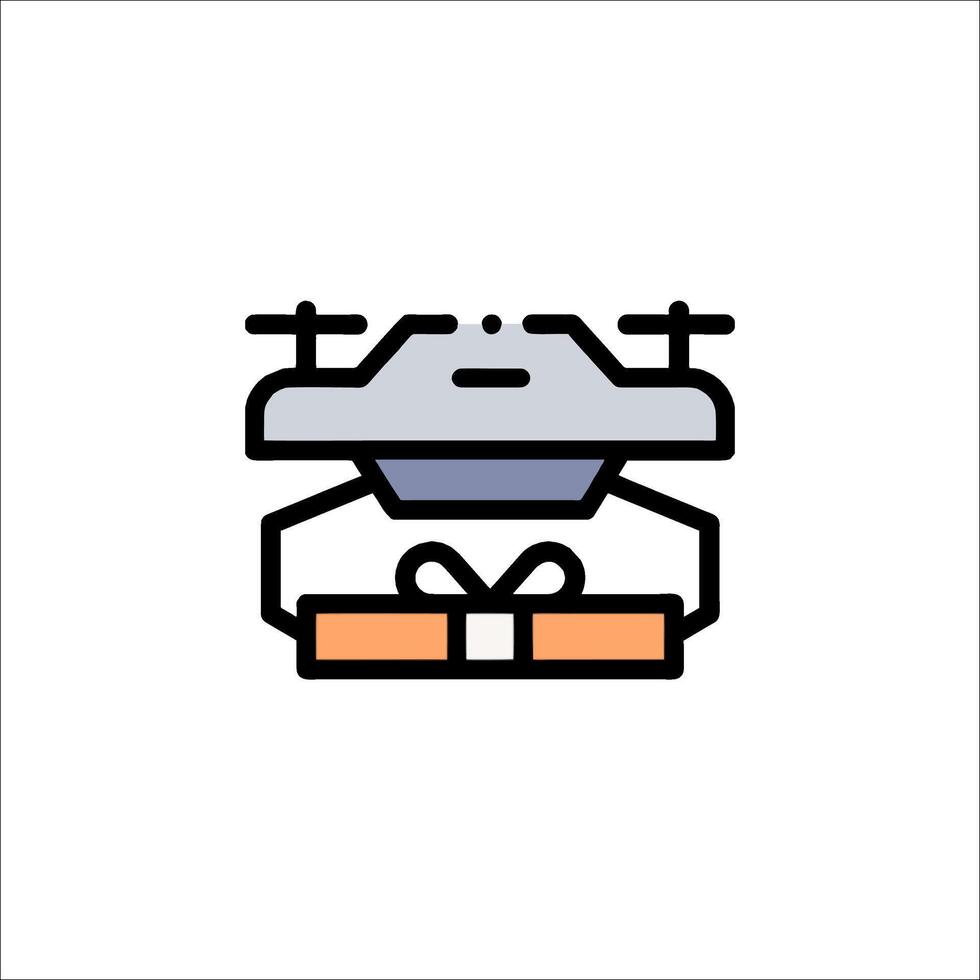 A drone with a present icon vector