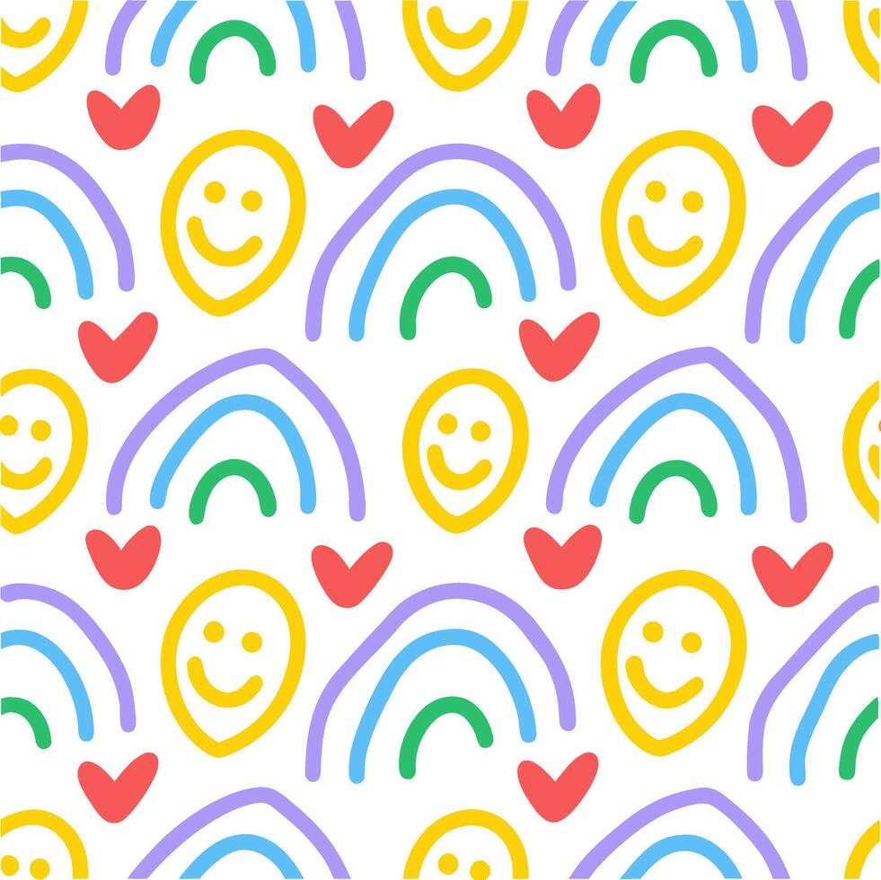 Adorable Hand-Drawn Patterns cute beautiful hand drawn colorful line and abstract geometric shape pattern art illustration isolated on white vector