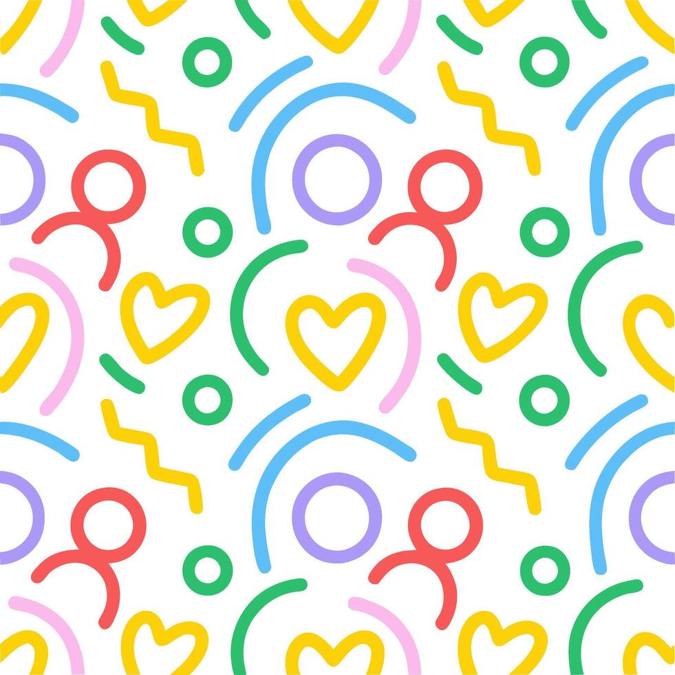 Whimsical Hand-Drawn Abstract Shapes cute beautiful hand drawn colorful line and abstract geometric shape pattern art illustration isolated on white vector