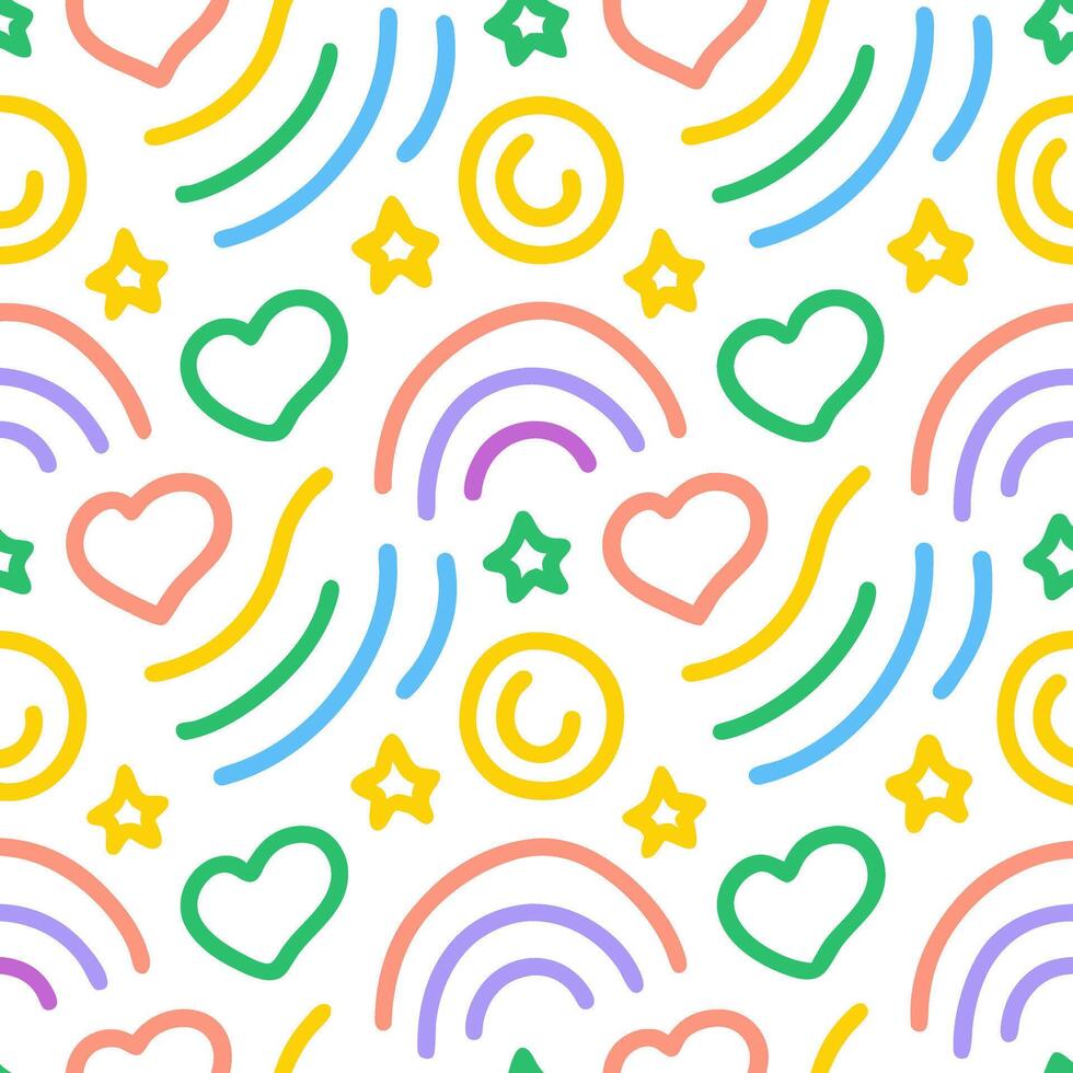 Colorful Hand-Drawn Geometric Patterns cute beautiful hand drawn colorful line and abstract geometric shape pattern art illustration isolated on white vector