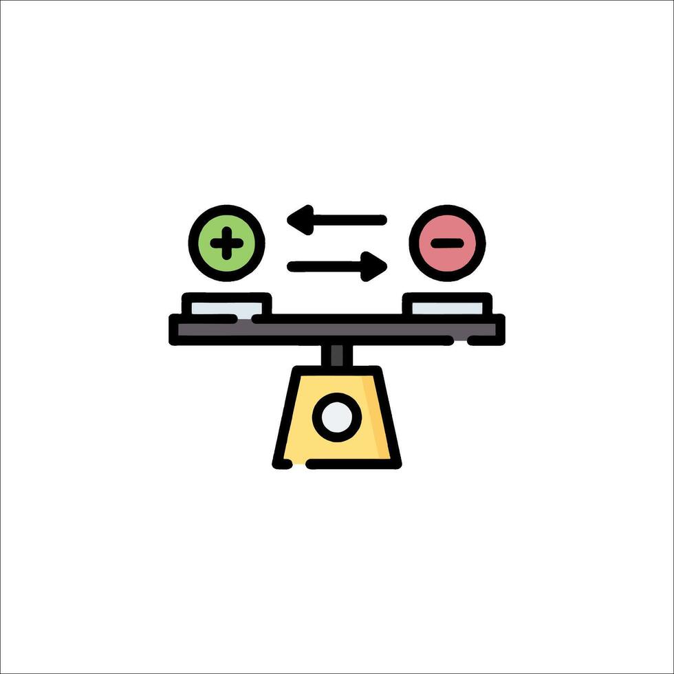 A balance scale with two different colored balls on it vector