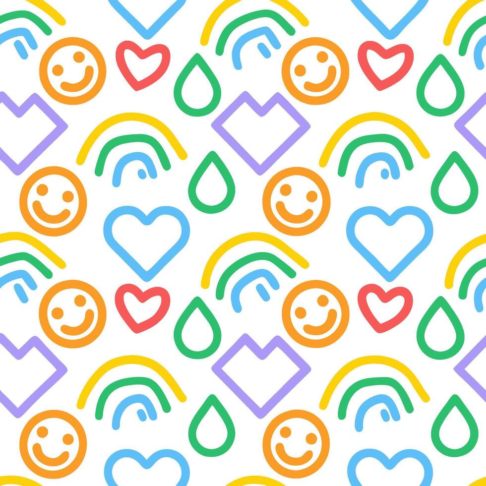 Playful Art Hand-Drawn Colorful Patterns cute beautiful hand drawn colorful line and abstract geometric shape pattern art illustration isolated on white vector