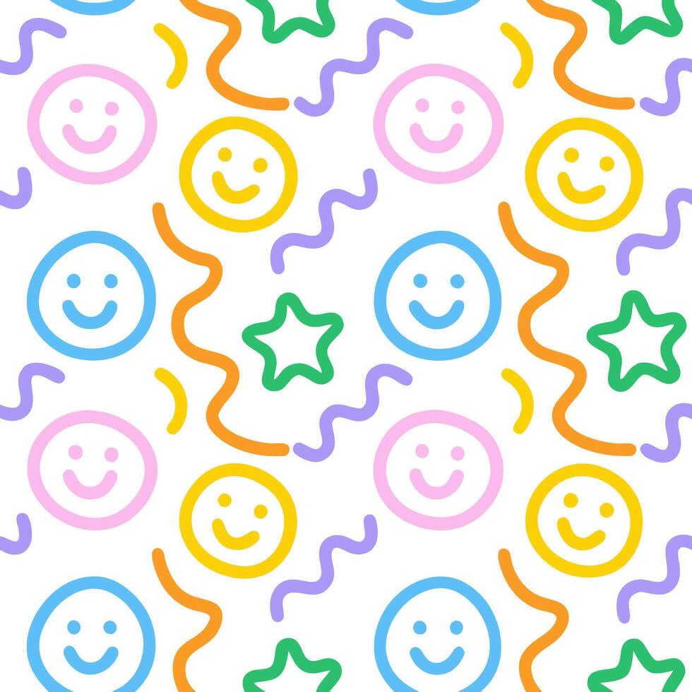 Cute and Colorful Line Art cute beautiful hand drawn colorful line and abstract geometric shape pattern art illustration isolated on white vector