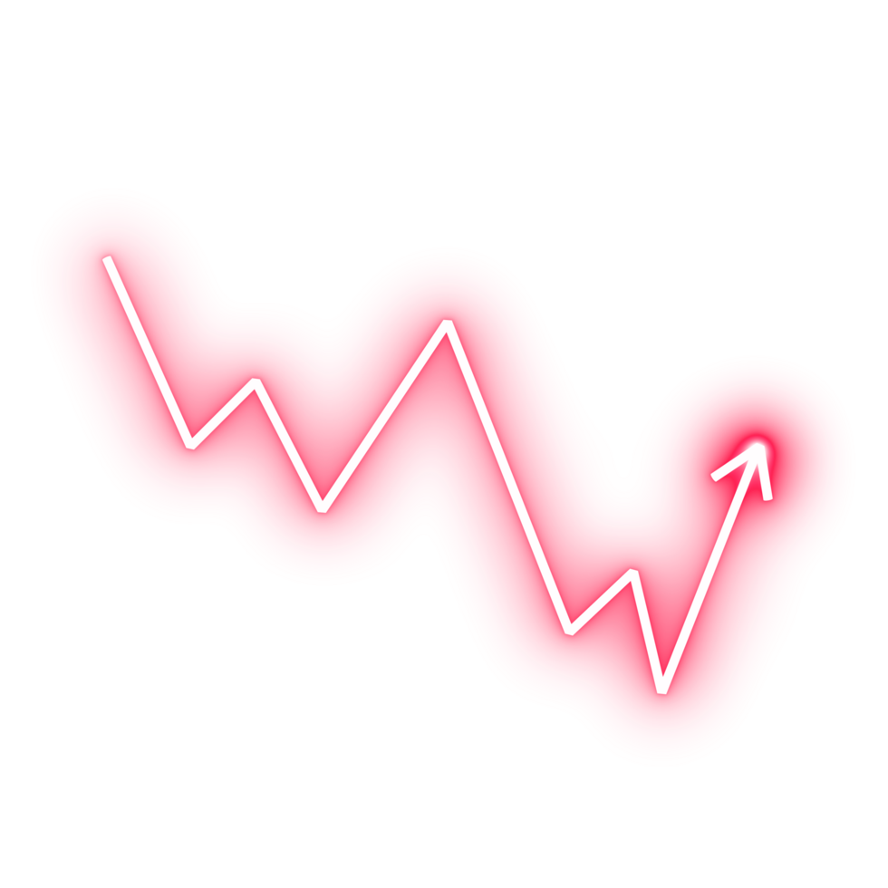 Red neon laser chart line zigzag financial graph. png