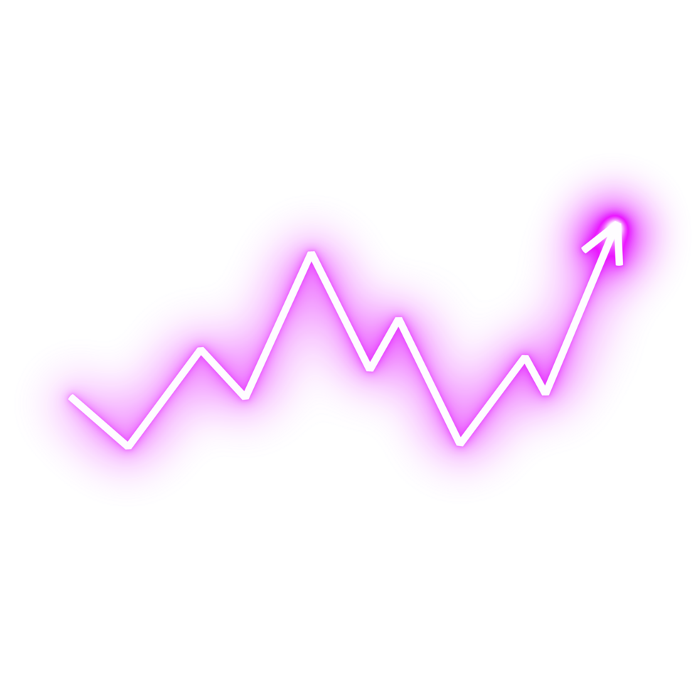 Purple neon laser chart line zigzag financial graph. png