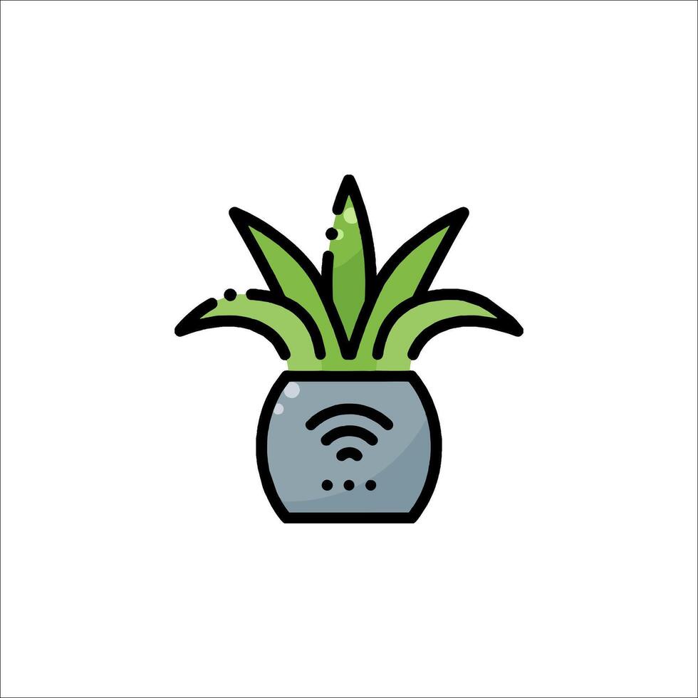 A plant with wifi icon on it vector