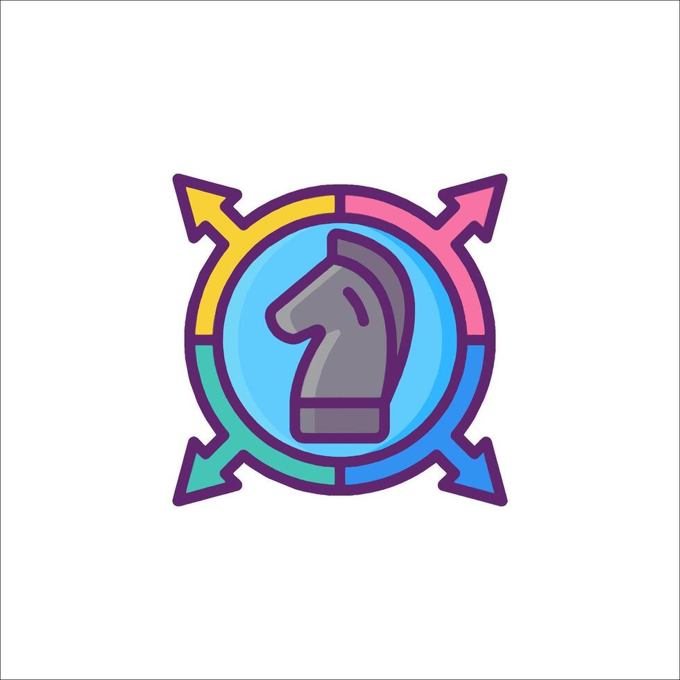 A colorful arrow and chess piece icon vector