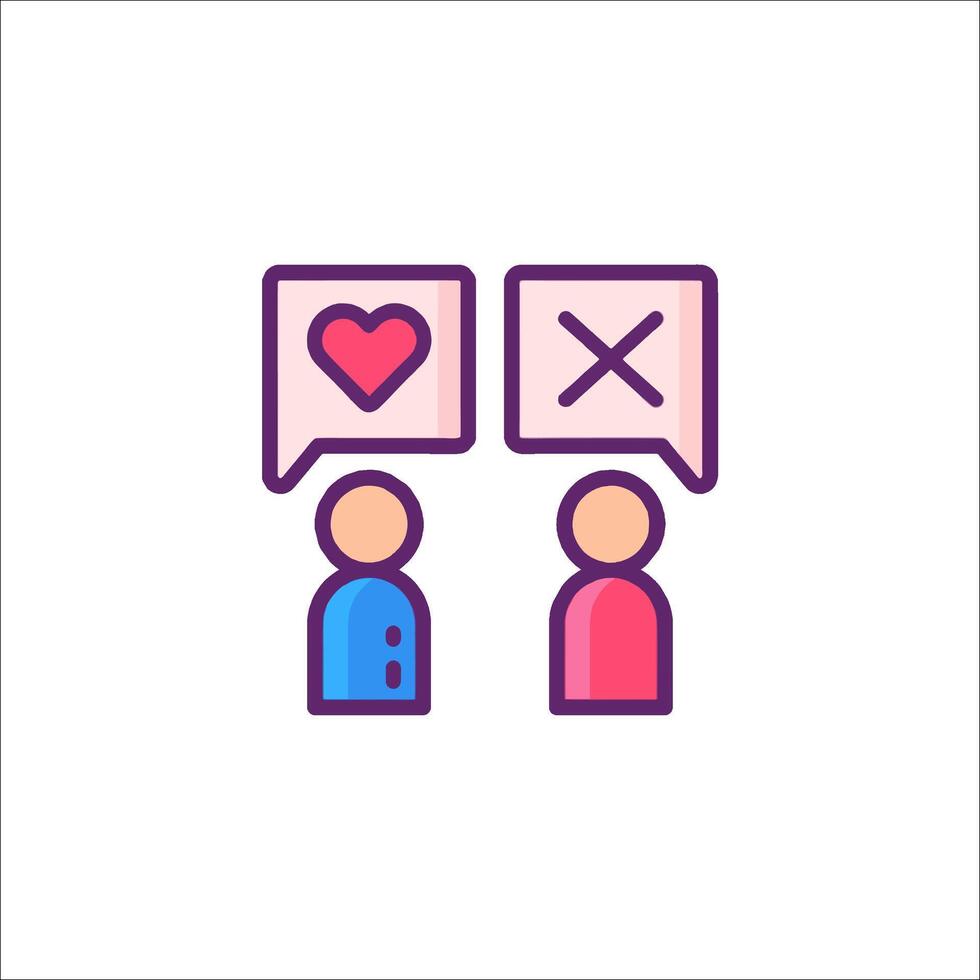 Two people with speech bubbles with hearts on them vector